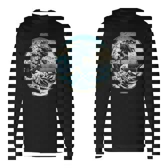 神奈川沖グレートウェーブウィズガメラ 長袖Tシャツ - Kawaiitshirt