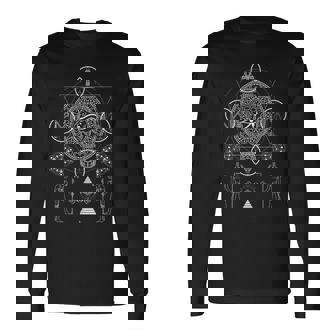 神聖な幾何学エジプトのアヌビス ホルスの目の芸術 長袖Tシャツ - Kawaiitshirt