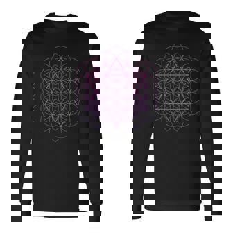 神聖幾何学 フラワーオブライフ 六芒星 長袖Tシャツ - Kawaiitshirt