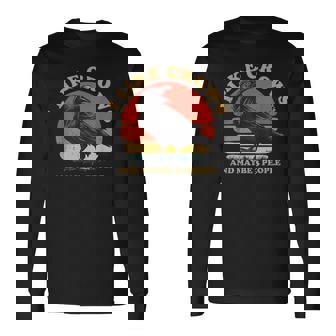 私はカラスと多分 3 人が好きです レトロ ビンテージ ブラック カラス 長袖Tシャツ - Kawaiitshirt