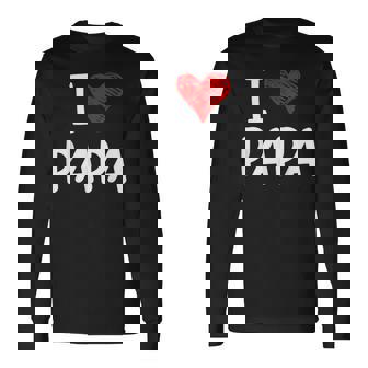 私はパパ 最高 お父さん 父 息子 娘 衣装 ハートが大好きです I Love Papa 長袖Tシャツ - Kawaiitshirt