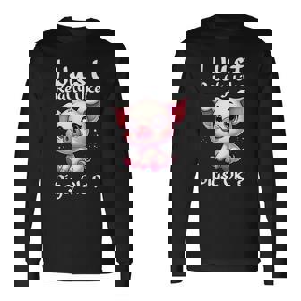 私は本当に豚が好きなだけですok 長袖Tシャツ - Kawaiitshirt