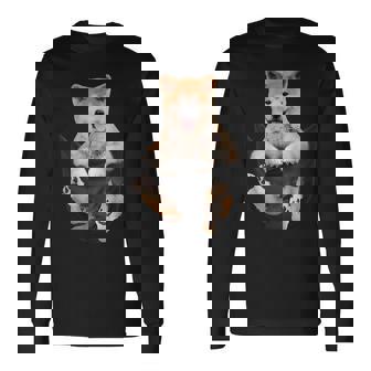 秋田愛好家のためのポケットの中の面白い秋田犬 長袖Tシャツ - Kawaiitshirt