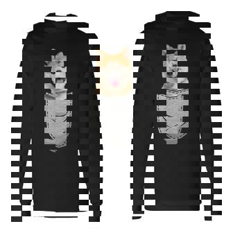 秋田犬健日本人胸ポケット犬オーナー 長袖Tシャツ - Kawaiitshirt