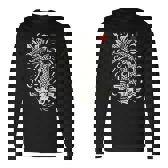 穏やかな鯉 日本禅芸術 平和な水庭鯉 長袖Tシャツ - Kawaiitshirt