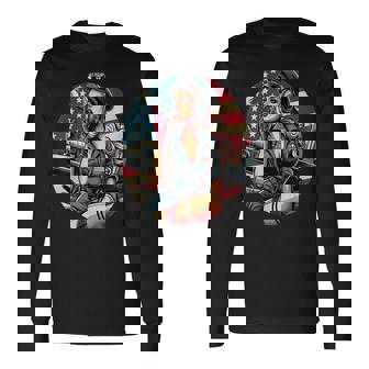 第二次世界大戦 爆撃機 葉巻 喫煙 ピンナップガール 長袖Tシャツ - Kawaiitshirt