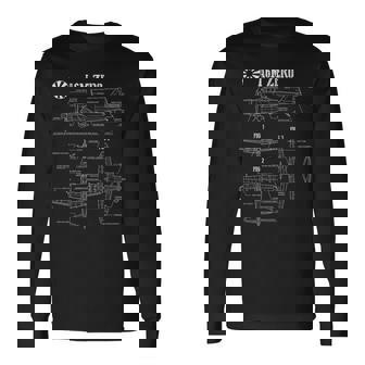 第二次世界大戦の日本軍航空機ゼロ戦の設計図 長袖Tシャツ - Kawaiitshirt