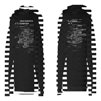 第二次世界大戦ドイツ戦車タイガーiの設計図 長袖Tシャツ - Kawaiitshirt