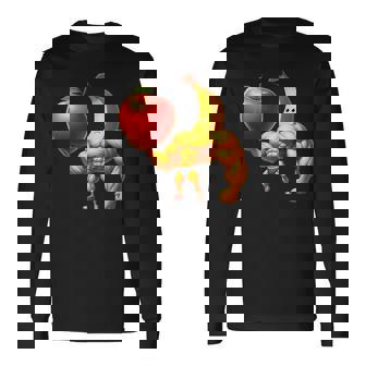 筋肉バナナリフティングジャイアントアップル 長袖Tシャツ - Kawaiitshirt