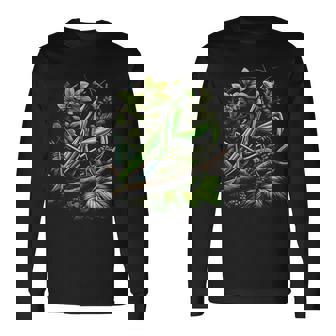 節足動物崇拝者 謎めいたカマキリ 水彩インク 長袖Tシャツ - Kawaiitshirt