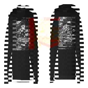 築地魚市場 日本 東京撮影 海鮮屋台 長袖Tシャツ - Kawaiitshirt