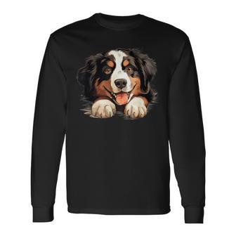 素敵で面白い覗き見犬 バーニーズマウンテンドッグ 長袖Tシャツ - Kawaiitshirt