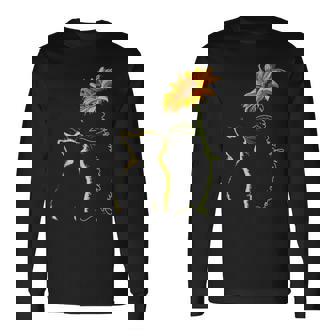 素敵な黄色い猫のひまわり 長袖Tシャツ - Kawaiitshirt