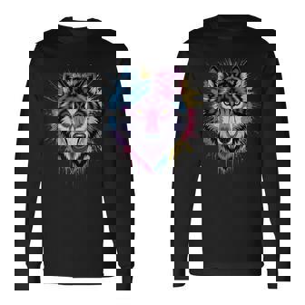 素晴らしいオオカミの頭の色彩。 長袖Tシャツ - Kawaiitshirt