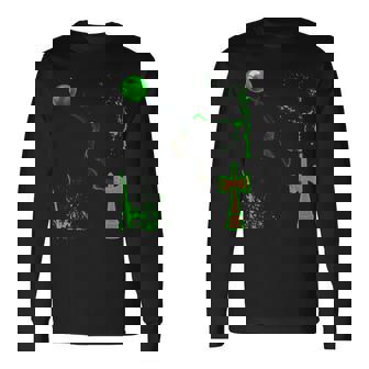 緑のスプレーの木のけん玉を渡ってガラスの球体に煙の波 長袖Tシャツ - Kawaiitshirt