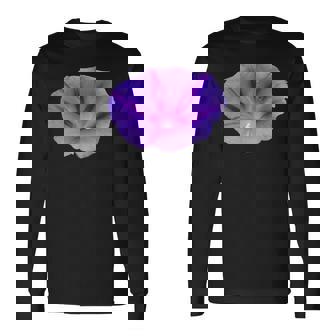 美しいパープルカラーの朝顔フラワーカットアウト 長袖Tシャツ - Kawaiitshirt