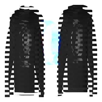 美的シルエット 星 宇宙 銀河 ペンギン 長袖Tシャツ - Kawaiitshirt