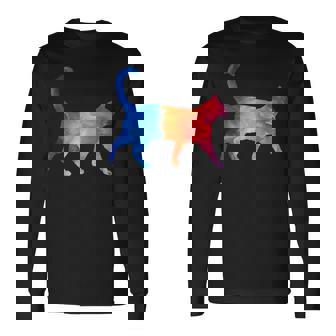 美的シルエット芸術的水彩猫 長袖Tシャツ - Kawaiitshirt