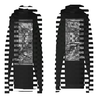 聖ジェロームの研究 アルブレヒト・デューラー ゴシック中世美術 長袖Tシャツ - Kawaiitshirt