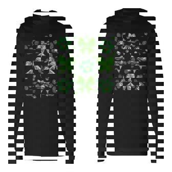 聖パトリックの日 犬 猫 コケット リボン シャムロック 聖パトリック 長袖Tシャツ - Kawaiitshirt