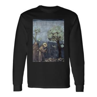 聖フランシスコ 鳥への説教 ジョット作 1299 長袖Tシャツ - Kawaiitshirt