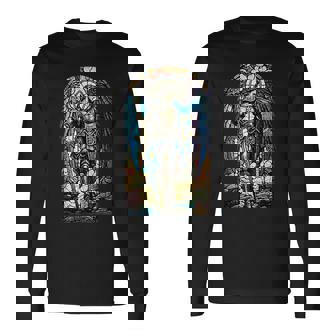 聖ミカエル大天使 – 聖なるステンドグラス – キリスト教 長袖Tシャツ - Kawaiitshirt