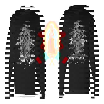 聖母マリア メキシコ国旗 聖母マリア グアダルーペ 長袖Tシャツ - Kawaiitshirt