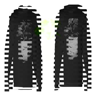 胸ポケットにモンステラ 長袖Tシャツ - Kawaiitshirt