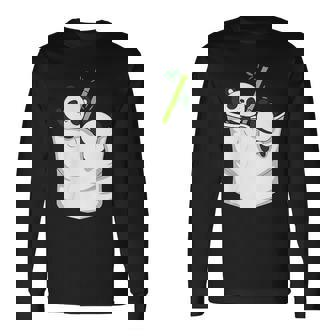 胸ポケットパンダ パンダ クマ 長袖Tシャツ - Kawaiitshirt