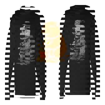 自然からインスピレーションを得た衣装愛好家のための鉢植え付き楽しいビーバー 長袖Tシャツ - Kawaiitshirt