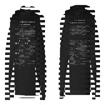 航空機ステルス戦闘機 F35 ライトニングの設計図 長袖Tシャツ - Kawaiitshirt