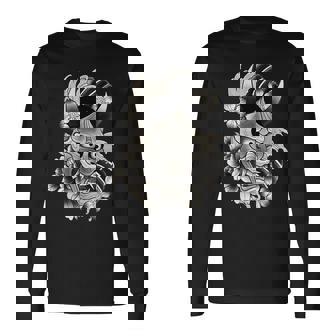 般若マスク 日本語 タトゥー フラッシュ 長袖Tシャツ - Kawaiitshirt