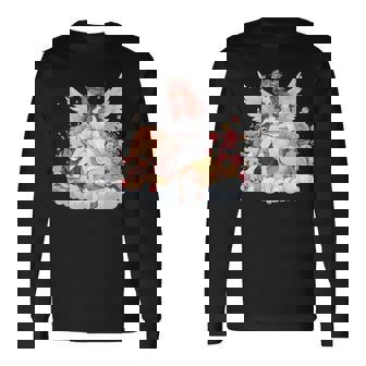 花に囲まれたライオンの天使 美しい天使 長袖Tシャツ - Kawaiitshirt