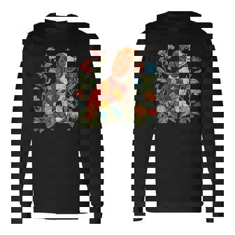 花柄 キャバリア王 チャールズ スパニエル キュート ママ 母の日 長袖Tシャツ - Kawaiitshirt