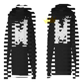 英文字 M 大文字 アルファベット モノグラム イニシャル キング クイーン クラウン 長袖Tシャツ - Kawaiitshirt