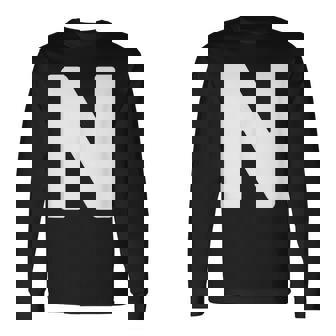 英文字 N 大文字 アルファベット モノグラム イニシャル 長袖Tシャツ - Kawaiitshirt
