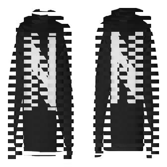 英文字 N 大文字 アルファベット モノグラム イニシャル Abc 長袖Tシャツ - Kawaiitshirt