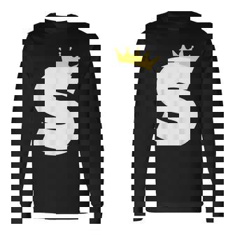 英文字 大文字 アルファベット モノグラム イニシャル キング クイーン クラウン 長袖Tシャツ - Kawaiitshirt