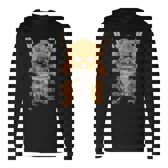 茶毛 プードル いぬ 犬 抱っこ 抱っこ紐 長袖Tシャツ - Kawaiitshirt