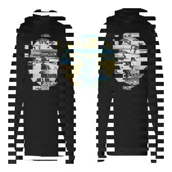 葛飾 北斎 信州諏訪湖 有名なヴィンテージアート スタイリッシュ 長袖Tシャツ - Kawaiitshirt