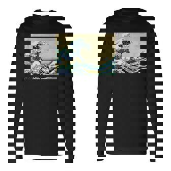 葛飾 北斎 神奈川沖浪裏 有名なヴィンテージアート スタイリッシュ 長袖Tシャツ - Kawaiitshirt