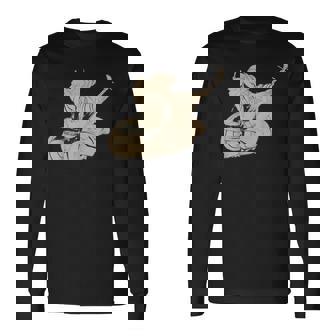 葛飾北斎作 三味線と座る女 長袖Tシャツ - Kawaiitshirt