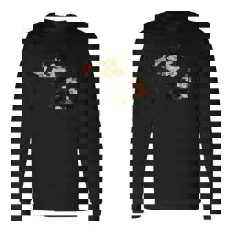 葛飾北斎作「ハイビスカスとスズメ」1830 長袖Tシャツ - Kawaiitshirt