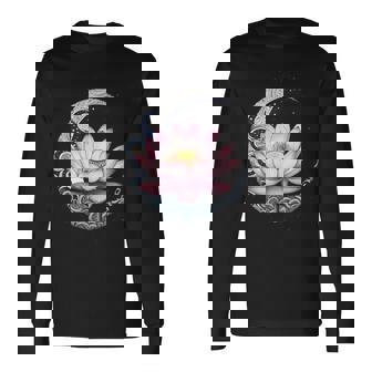 蓮の花 ヨガ 形而上学 長袖Tシャツ - Kawaiitshirt