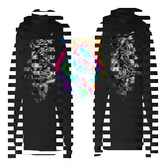 虎 大型猫 野生動物 虎 猫好き かわいい虎 長袖Tシャツ - Kawaiitshirt