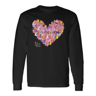 蝶 ハート かわいい 庭 長袖Tシャツ - Kawaiitshirt