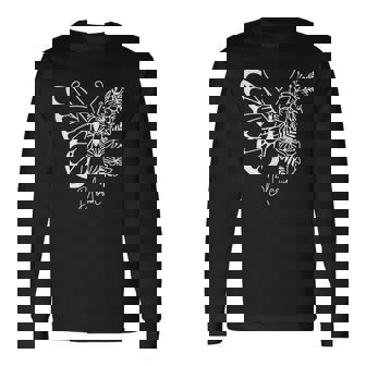 蝶と花、熱帯の花と蝶 長袖Tシャツ - Kawaiitshirt