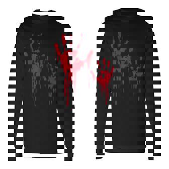 血のスプラッターハロウィーンのゾンビの犠牲者 長袖Tシャツ - Kawaiitshirt