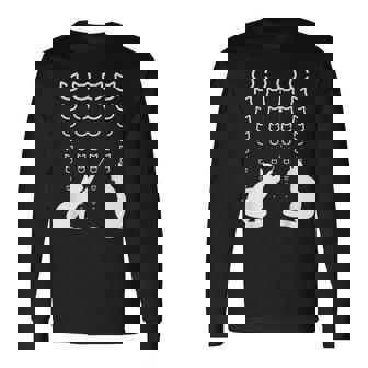 視力検査 猫の視力検査 おもしろ ネコ ねこ動物 シルエット モノトーン 白黒 黒猫 猫好き 猫の飼い主 長袖Tシャツ - Kawaiitshirt