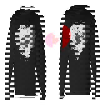 誇り高き日系カナダ人を想うビンテージスタイルのクールなカナダ国旗と日本国旗 長袖Tシャツ - Kawaiitshirt